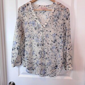 Philosophy Anthropologie Chiffon Clothing Top Medium Floral Sheer Boho Romantic